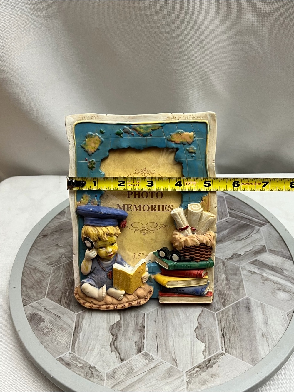 Photo Plus 3.5x5 School Child Books Map 3D Resin Picture Frame Vintage Decor - Picture 5 of 7